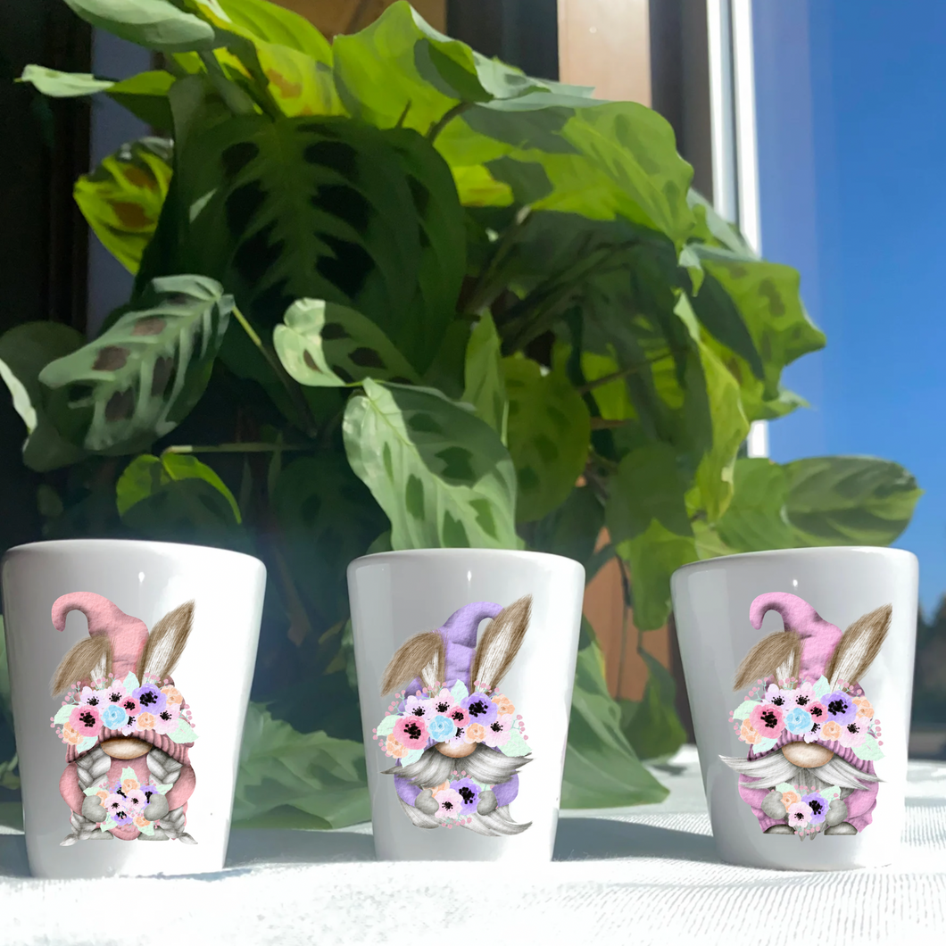 Floral Bunny gnome shot glass