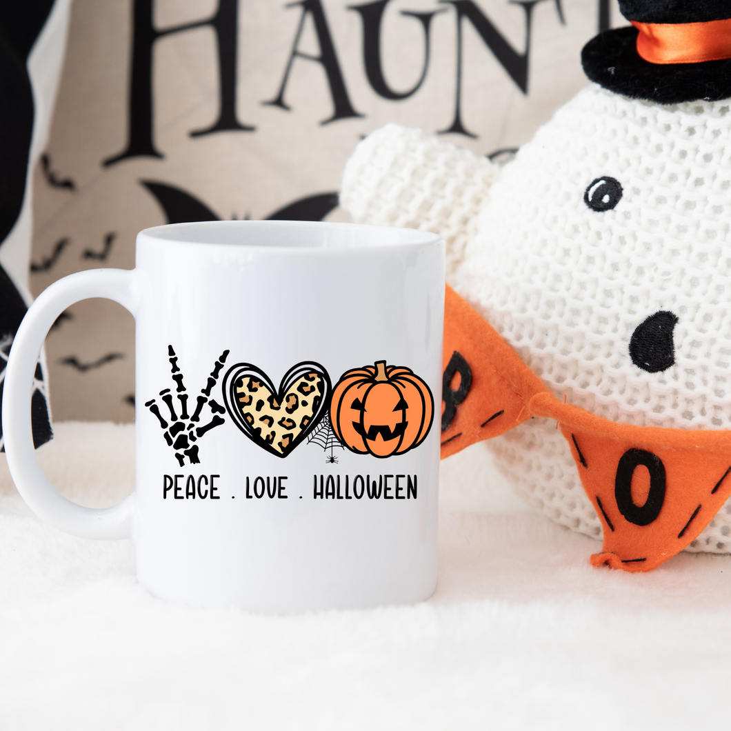 Peace, Love, Halloween mug