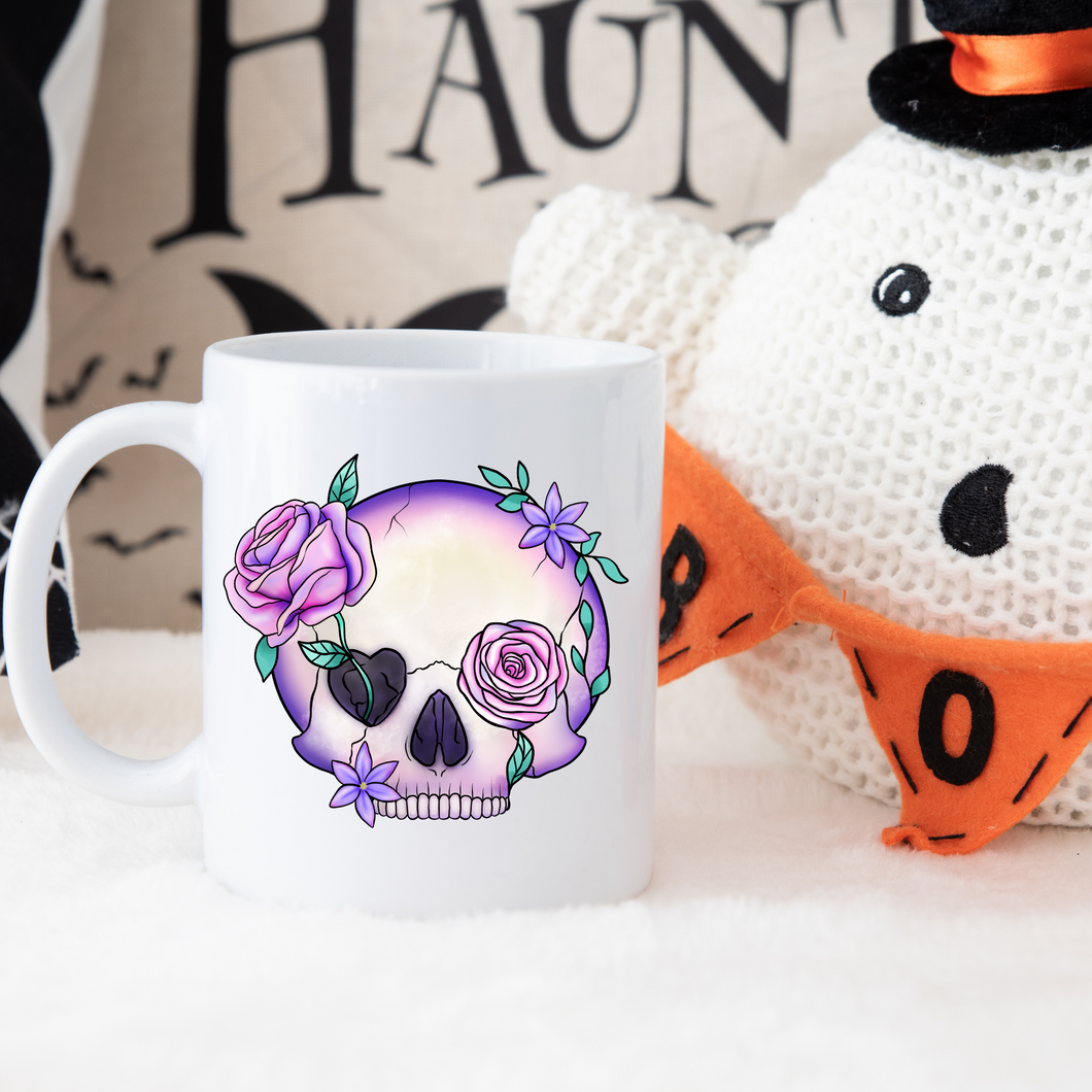 Pastel floral skeleton mug